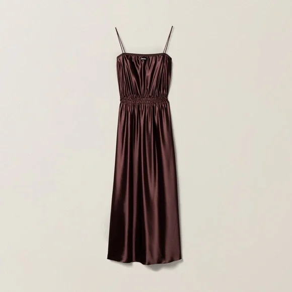 Miu Miu Burgundy Satin Midi Dress - Picture 2 of 5